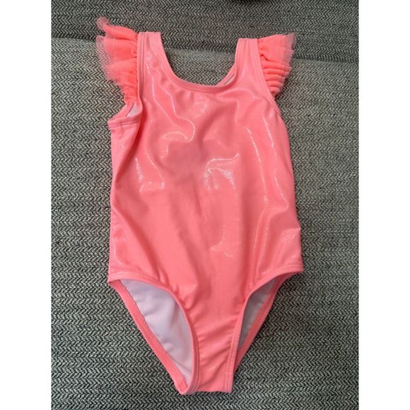 Cat & Jack Other - Cat & Jack Girls Pink Shimmer Ruffle One Piece Swimsuit 3T Cutout Back